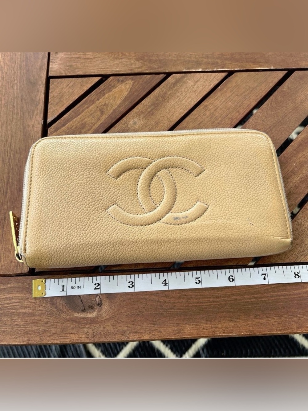 CHANEL CC Caviar Zip Around Wallet